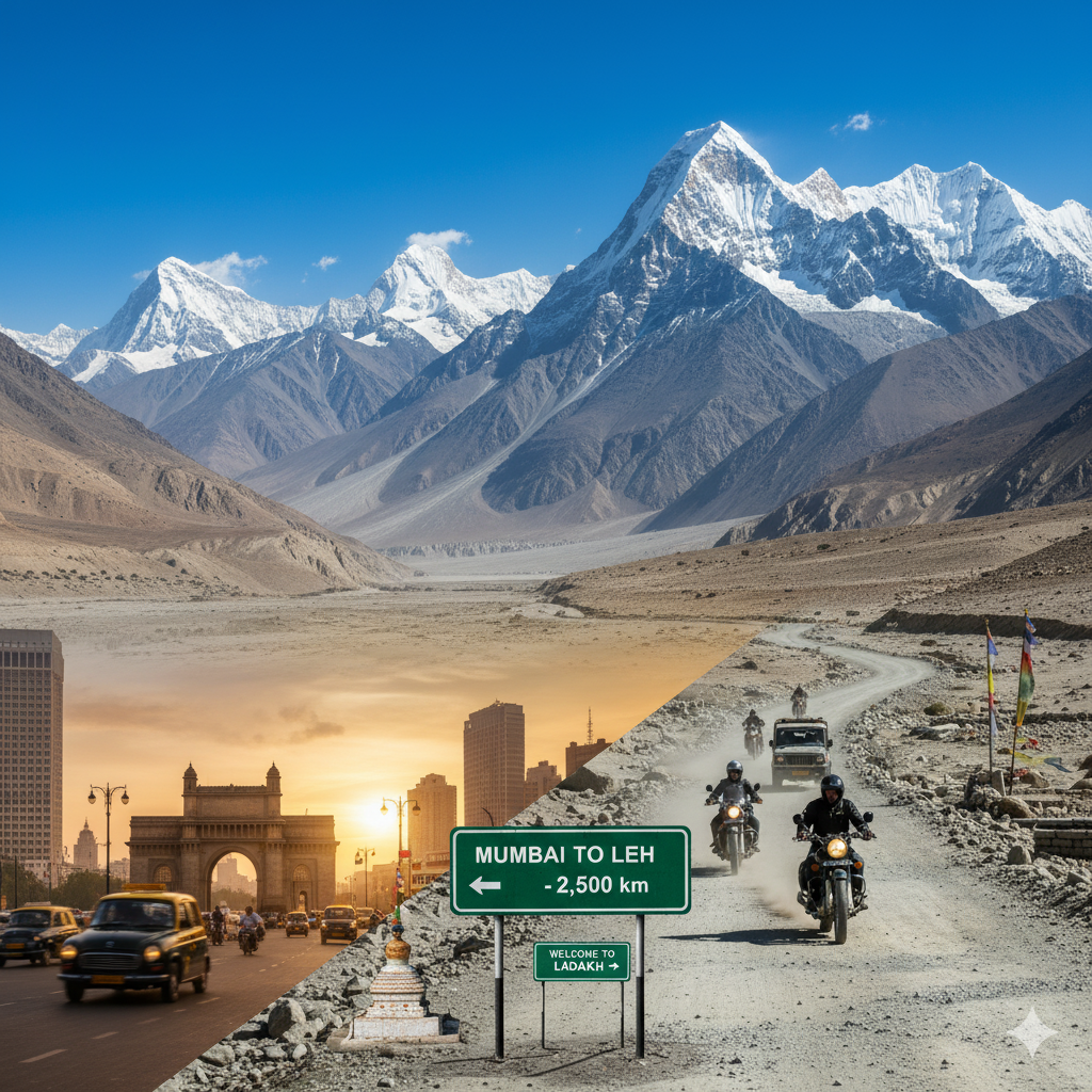 "Mumbai to Ladakh: The Ultimate Himalayan Road Trip is calling! 🏔️🏍️